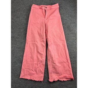 Billabong Wide Leg Jeans Women's 28 Peach Pink Denim Raw Hem High Rise Stretch